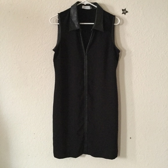 Calvin Klein Dresses & Skirts - Black dress with leather collar